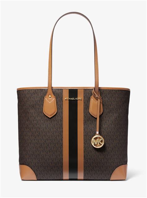 michael kors eva large tote brown|Eva Large Logo Tote Bag .